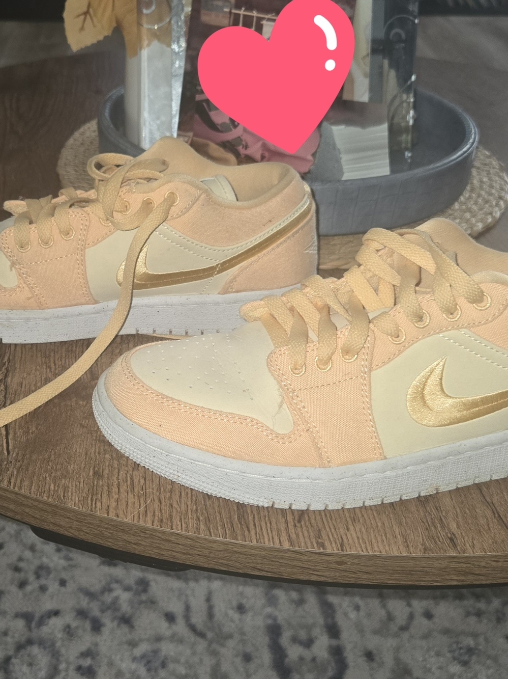 Nike Peach and Metallic Gold Low-Top Sneakers